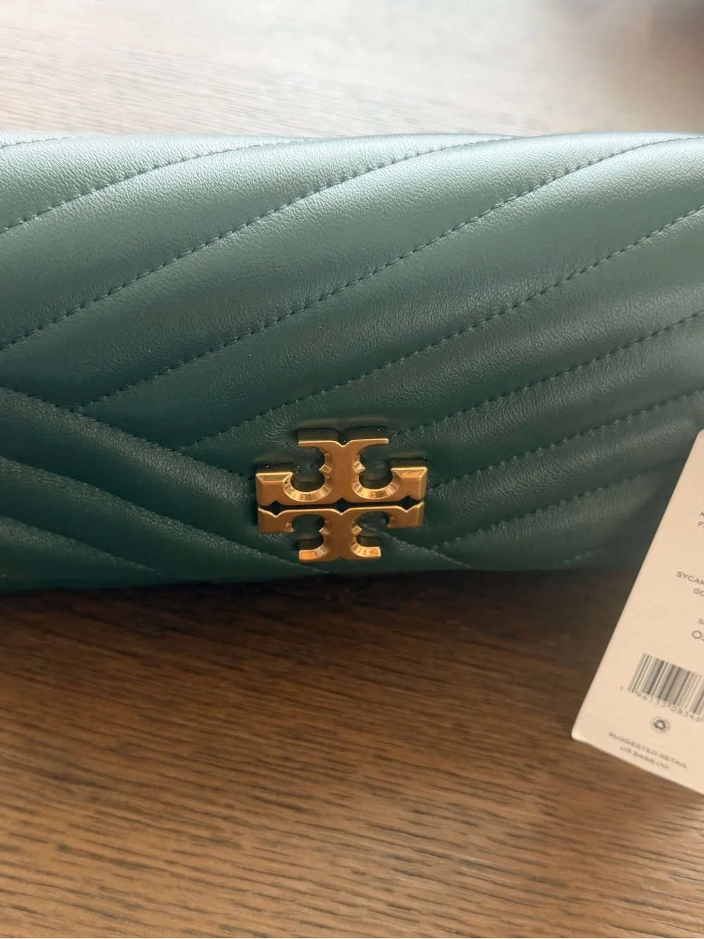 Tory Burch Forest Green Kira Chevron Flap Shoulder Bag NWT